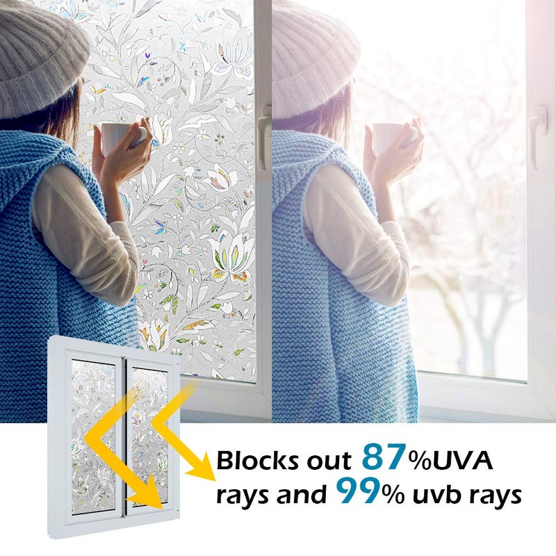 typumpkin Window Privacy Film, Frosted Removable Glass Covering for Bathroom, Opaque Static Cling Heat Control Door Sticker for Home Office Living Room, Non-Adhesive Matte White (23.5" x 78.7") - Image 4